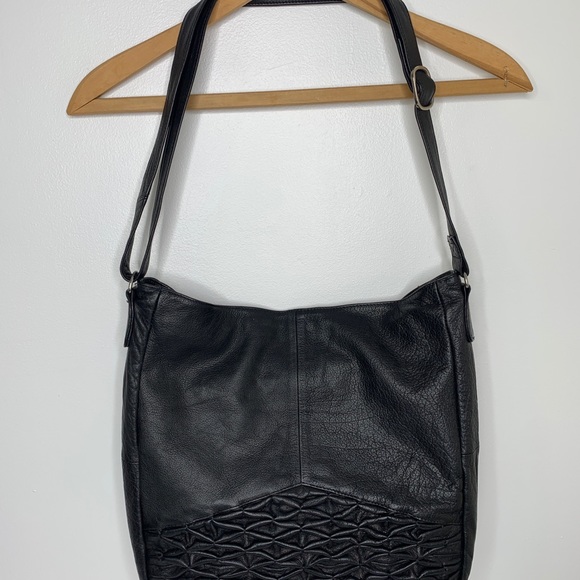 Day and Mood Isa Hobo Purse Black Leather Shoulder Strap Anthropologie - Picture 2 of 12